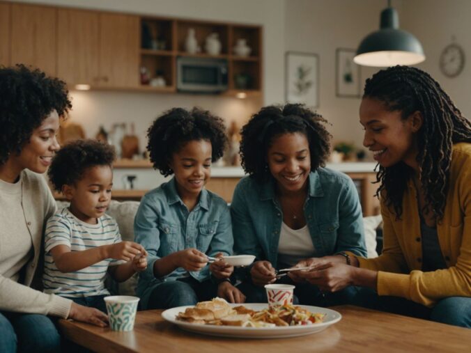 Parents and children engaging in various activities, representing different parenting styles in modern America.