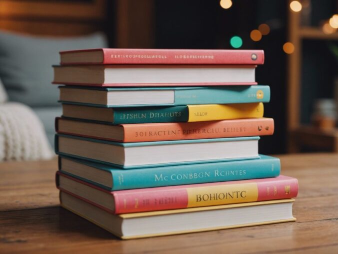 A stack of colorful parenting books on a wooden table, perfect for parents seeking guidance and advice.