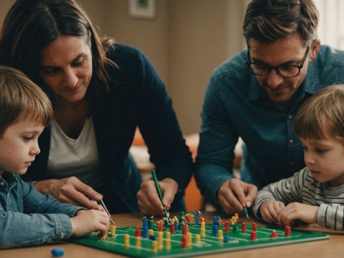 Family learning together with books and educational tools